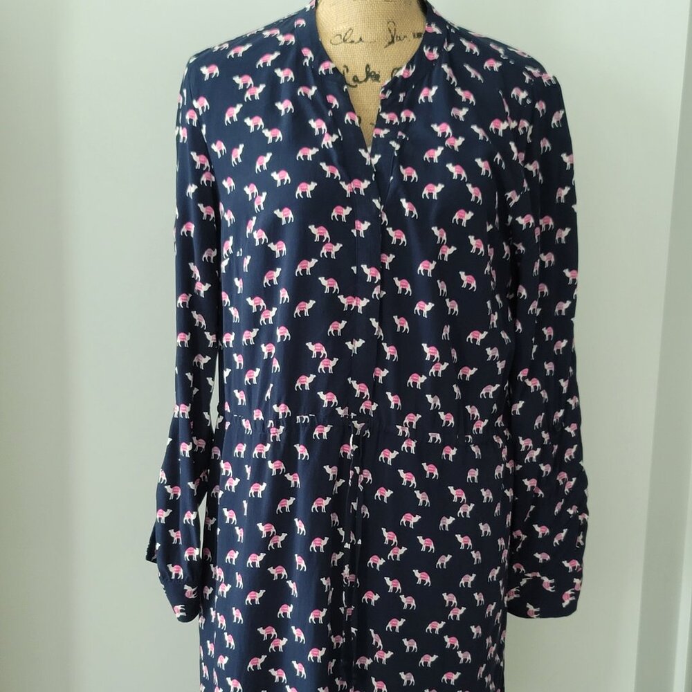 Crown & Ivy Navy Shirt Dress with Camels Size 12